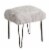 Benjara 18.5  Transitional Faux Fur and Metal Stool in Gray and Black Perspective: front