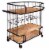 Metal Frame Bar Cart with Wooden Top and 2 Shelves, Black and Brown Perspective: front