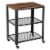 Saltoro Sherpi 3 Tier Wooden Serving Cart with 2 Mesh Design Shelves, Black and Brown Perspective: front