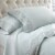Udine 4 Piece Queen Size Microfiber Sheet Set with Crochet Lace The Urban Port, Blue- Saltoro Perspective: front