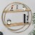 Wood and Metal Wall Shelf with 2 Open Shelves, Brown and Gold- Saltoro Sherpi Perspective: front