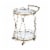 Serving Cart with 2 Glass Shelves and Caster Support, Gold and Clear- Saltoro Sherpi Perspective: front