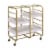 Metal Frame Serving Cart with Adjustable Compartments,Gold and Washed White- Saltoro Sherpi Perspective: front