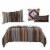 Striped Cotton Twin Quilt Set with 1 Sham and 2 Pillows, Multicolor Perspective: front