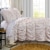 Microfiber Quilt and 1 Pillow Sham Set with Ruffled Texture, White Perspective: front