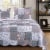 Microfiber Quilt and 1 Pillow Sham Set with Floral Prints, Multicolor Perspective: front