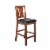 Bulged Wooden Backrest Counter Chair with Leatherette Seat, Brown and Black Perspective: front