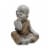 Benjara BM221082 Polyresin Baby Monk Figurine with Covered Mouth, Weathered Gray Perspective: front