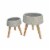 Ceramic Body Planter with Wooden Angled Legs, Set of Two, Gray and Brown- Saltoro Sherpi Perspective: front