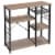 Wooden Bakers Rack with 4 Shelves and Wire Basket, Brown and Black- Saltoro Sherpi Perspective: front