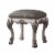 Traditional Wooden Vanity Stool with Leatherette Set and Clack Legs, Gray- Saltoro Sherpi Perspective: front