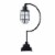 Metal Desk Lamp with Block Base and Glass Shade, Black- Saltoro Sherpi Perspective: front