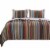Phoenix Fabric 3 Piece Queen Size Quilt Set with Striped Prints, Multicolor Perspective: front
