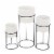 3 Piece Round Metal Planter with Tubular Base, White and Black- Saltoro Sherpi Perspective: front
