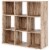 Wooden Organizer with 9 Storage Cubbies, Natural Brown- Saltoro Sherpi Perspective: front