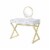 Vanity Desk with Removable Mirror and Cross Metal Legs, White and Gold- Saltoro Sherpi Perspective: front