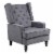 Rocking Chair with Button Tufted Wingback and Track Arms, Gray- Saltoro Sherpi Perspective: front