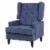 Rocking Chair with Button Tufted Wingback and Track Arms, Navy Blue- Saltoro Sherpi Perspective: front