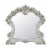 Jess 47 Inch Classic Mirror, Beveled Scrolled Carved Trim, Wood, White- Saltoro Sherpi Perspective: front