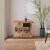 31 Inch Handcrafted Rustic Mango Wood Bar Cart Trolly with 3 Drawers and 6 Wine Bottle Perspective: front