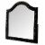44 Inch Wall Mirror, Velvet Wrapping, Button Tufting, Black Perspective: front