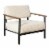 31 Inch Upholstered Accent Chair, Oak Wood Arms, Metal, Beige, Black Perspective: front