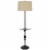 Ava 61 Inch Modern Floor Lamp, Glass Tray Table, 1 USB Port, Dark Bronze- Saltoro Sherpi Perspective: front