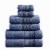 Indy Modern 6 Piece Cotton Towel Set, Softly Textured Design, Deep Blue- Saltoro Sherpi Perspective: front