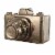 6 Inch Decorative Camera Table Top Accent, Distressed Gold Finish Ceramic, Saltoro Sherpi Perspective: front