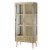 Dana 63 Inch Tall Cabinet, 2 Glass Doors, 1 Drawer, Natural Pine Wood- Saltoro Sherpi Perspective: front