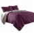 Eva 3 Piece Queen Microfiber Reversible Coverlet Set, Quilted, Gray, Purple- Saltoro Sherpi Perspective: front