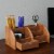 5 Compartment Bamboo Desk Organizer - Wooden Office Supply Storage Accessory with Drawers and Perspective: front