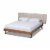 Baxton Studio Brita Upholstered Platform Queen Bed in Light Beige and Walnut Perspective: front