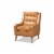 Baxton Studio Daley Tan Faux Leather Walnut Brown Finished Wood Lounge Armchair Perspective: front