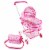 Pretend Play Toy Pram for Baby Dolls- Foldable, Pink Carriage with Diaper Bag Stroller Perspective: front