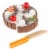 Birthday Cake-Kids Wooden Magnetic Dessert with Cutting Knife, Fruit Toppings, Chocolate and Perspective: front