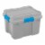 Sterilite 20 Gallon Plastic Home Storage Container Tote Box, Gray/Blue, (4 Pack) Perspective: front