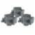 Gibson Home 16 Piece Square Dinnerware Set Plates, Bowls, & Cups, Grey (3 Pack) Perspective: front