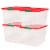 Homz 64 Qt Secure Latch Clear Plastic Storage Container Bin w/ Red Lid, 4 Pack Perspective: front