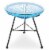 Noble House Nusa Outdoor Tempered Glass Top Faux Rattan Side Table in Blue Perspective: front