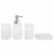 Home Basics 4 Piece Dolomite Mason Jar Bath Set, White Perspective: front