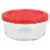 Home Basics Round 16 oz. Borosilicate Glass Food Storage Container with Red Lid Perspective: front