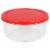 Home Basics Round 32 oz. Borosilicate Glass Food Storage Container with Red Lid Perspective: front
