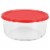 Home Basics Round 55 oz. Borosilicate Glass Food Storage Container with Red Lid Perspective: front
