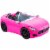 Barbie Convertible 2-Seater Vehicle, Pink Car with Rolling Wheels & Realistic Details Perspective: front