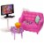 Barbie Indoor Furniture Playset, Living Room Includes Kitten, Furniture and Accessories Perspective: front