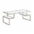 Pemberly Row Metal Satin Nickel and Gray Coffee Table with Glass Top Perspective: front
