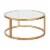 Pemberly Row Metal Round Pedastal Base Coffee Table in Gold and Brass Finish Perspective: front