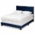 Bowery Hill Modern Navy Blue Upholstered Queen Size Panel Bed Perspective: front