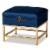 Bowery Hill Navy Blue Fabric and Gold Finished Metal Ottoman Perspective: front